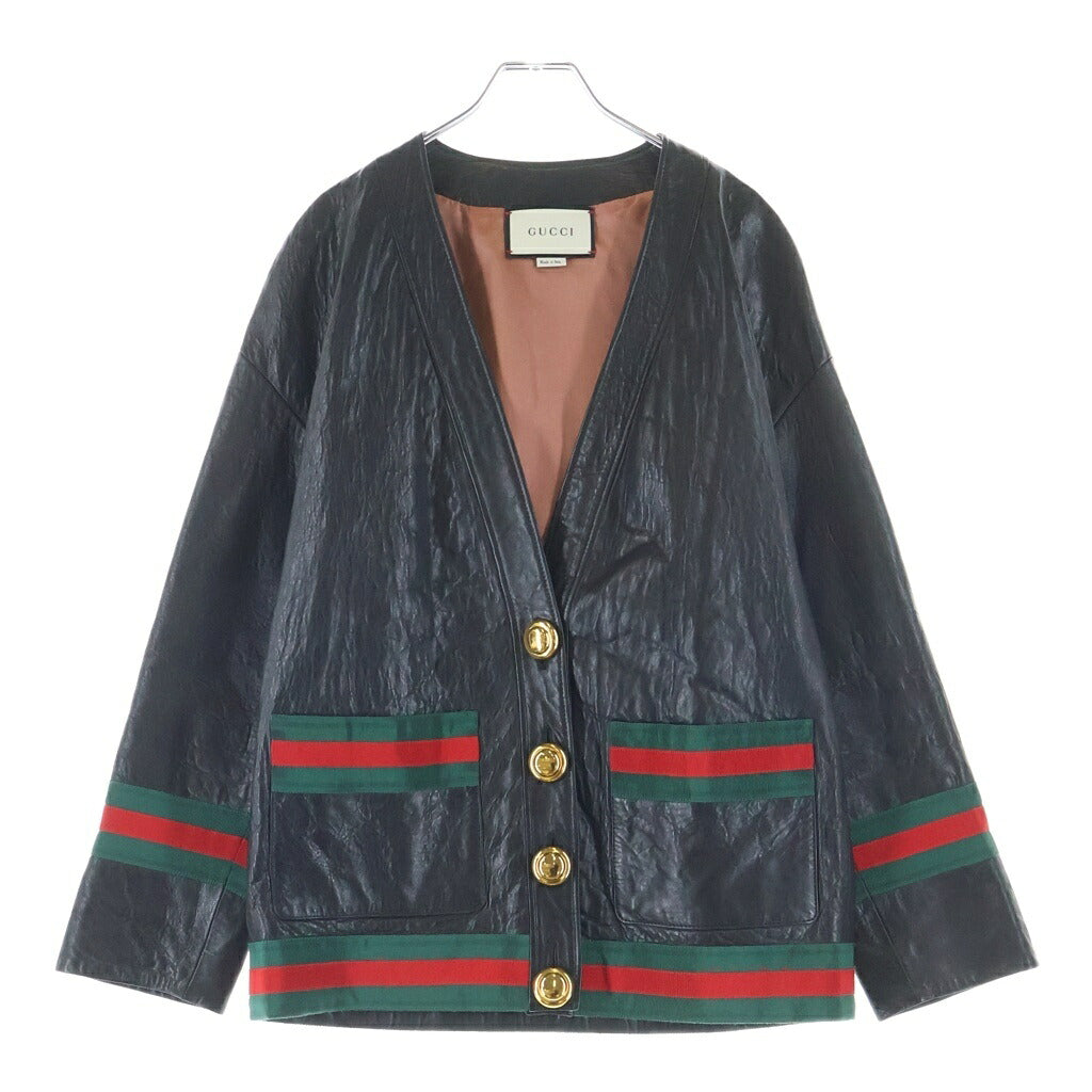 GUCCI(グッチ) シェリーラインレザージャケット ブラック レディース 547357 XN681