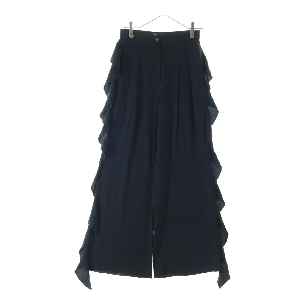 CHANEL(シャネル) Capri Side Ruffle Pants ラインストーン ココマークボタン カプリ サイドラッフル シルク フレアパンツ レディース ブラック P70020V12320