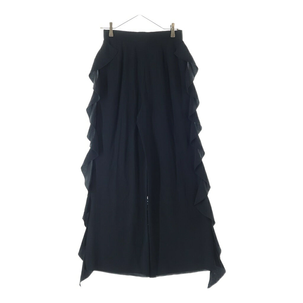 CHANEL(シャネル) Capri Side Ruffle Pants ラインストーン ココマークボタン カプリ サイドラッフル シルク フレアパンツ レディース ブラック P70020V12320