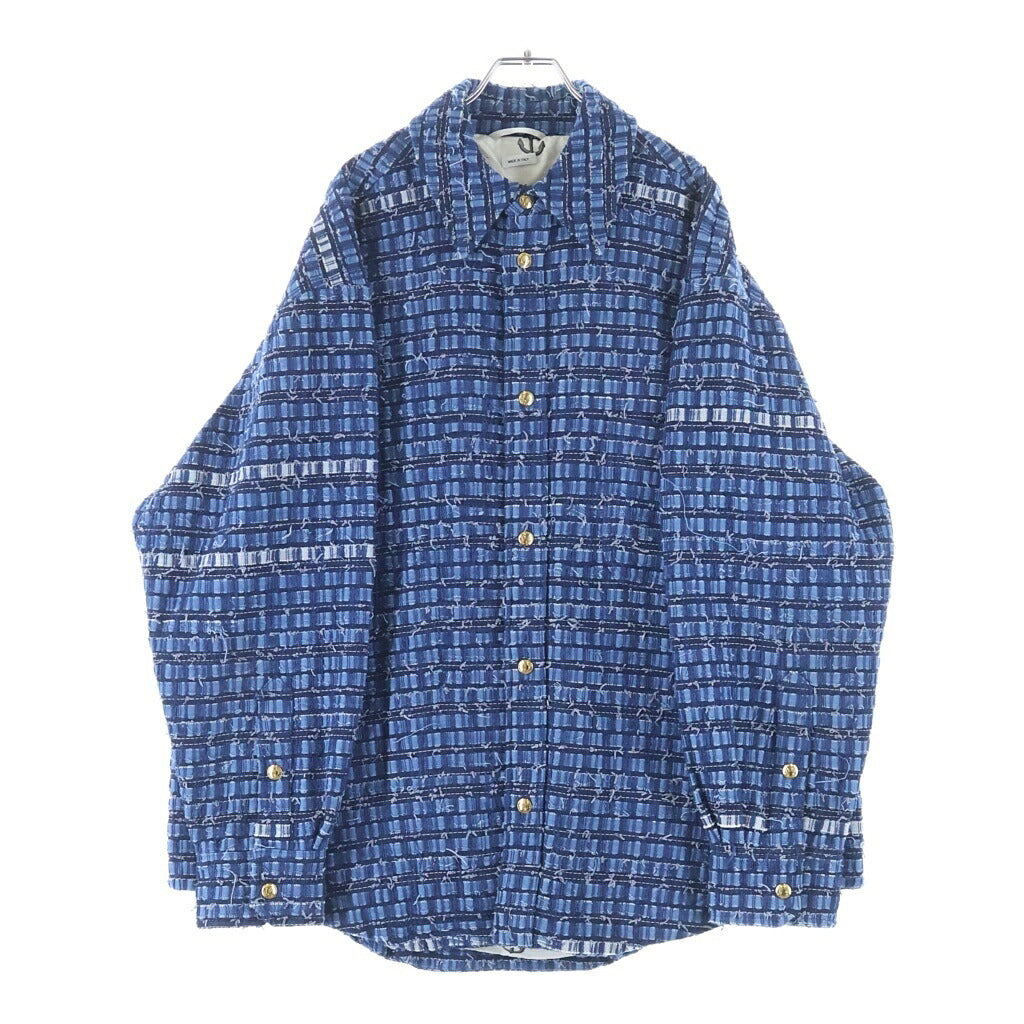 THOM BROWNE(トムブラウン) デニムツイードシャツジャケット ブルー MJO165AF0294
