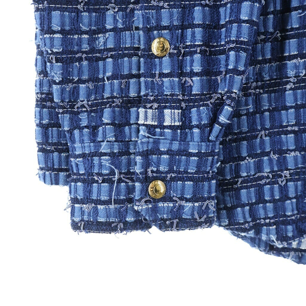 THOM BROWNE(トムブラウン) デニムツイードシャツジャケット ブルー MJO165AF0294