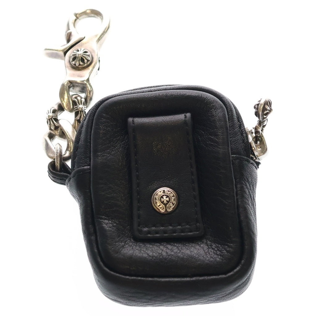 CHROME HEARTS(クロムハーツ) CH PLUS TAKA MICRO LEATHER Air Pods CASE Air podsケース ミニポーチ ファンシーチェーン ブラック/シルバー