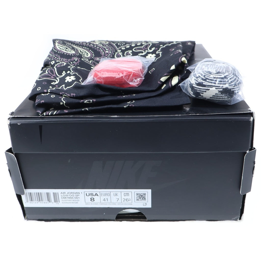 NIKE(ナイキ) ×TRAVIS SCOTT AIR JORDAN 1 LOW OG SP BLACK PHANTOM DM7866-001 エアジョーダン1 ブラックファントム ローカットスニーカー ブラック US8/26.0cm