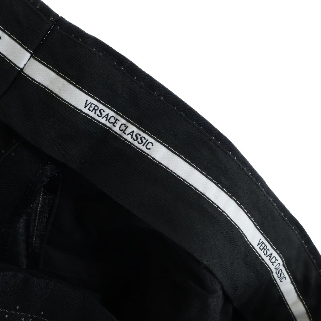VERSACE(ヴェルサーチ) セットアップスーツ ストライプ総柄 ウール 3B テーラードジャケット スラックスパンツ ブラック 28V1TC