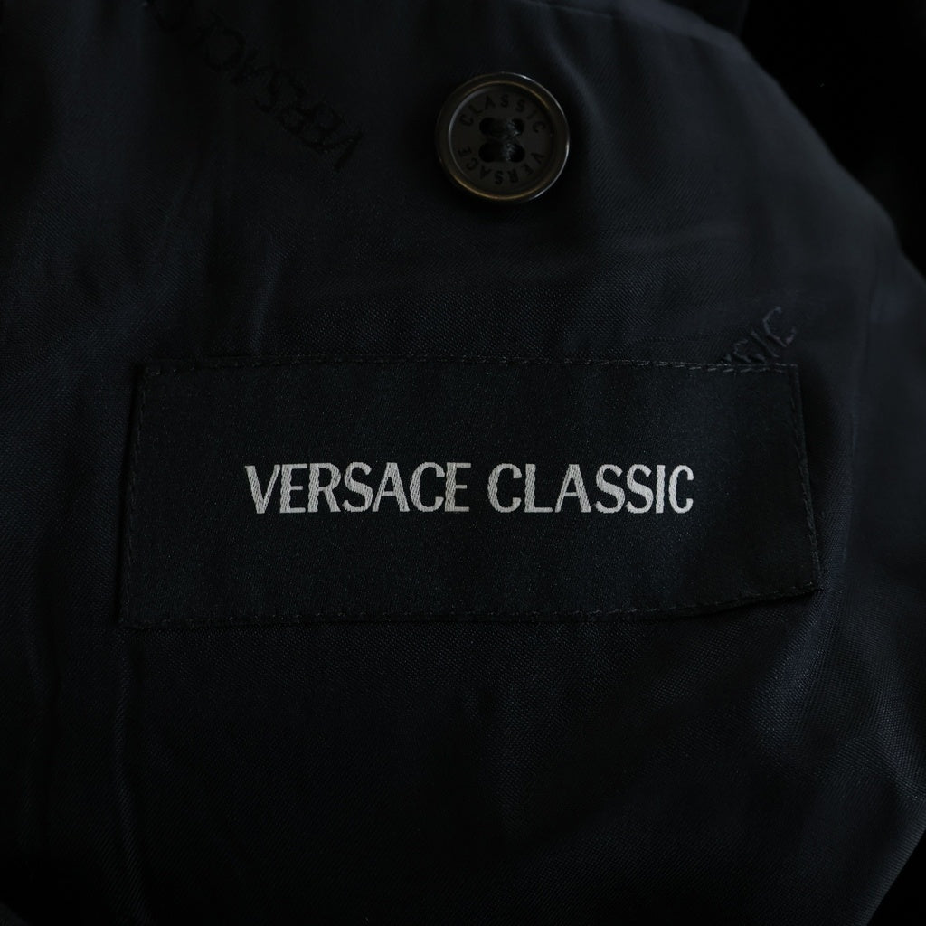 VERSACE(ヴェルサーチ) セットアップスーツ ストライプ総柄 ウール 3B テーラードジャケット スラックスパンツ ブラック 28V1TC