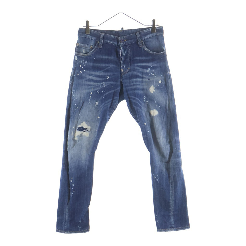 DSQUARED2(ディースクエアード) 19AW Sexy Twist Jean ウォッシュ加工 ボタンフライダメージデニムスキニーパンツ インディゴ S71LB0683 S30342