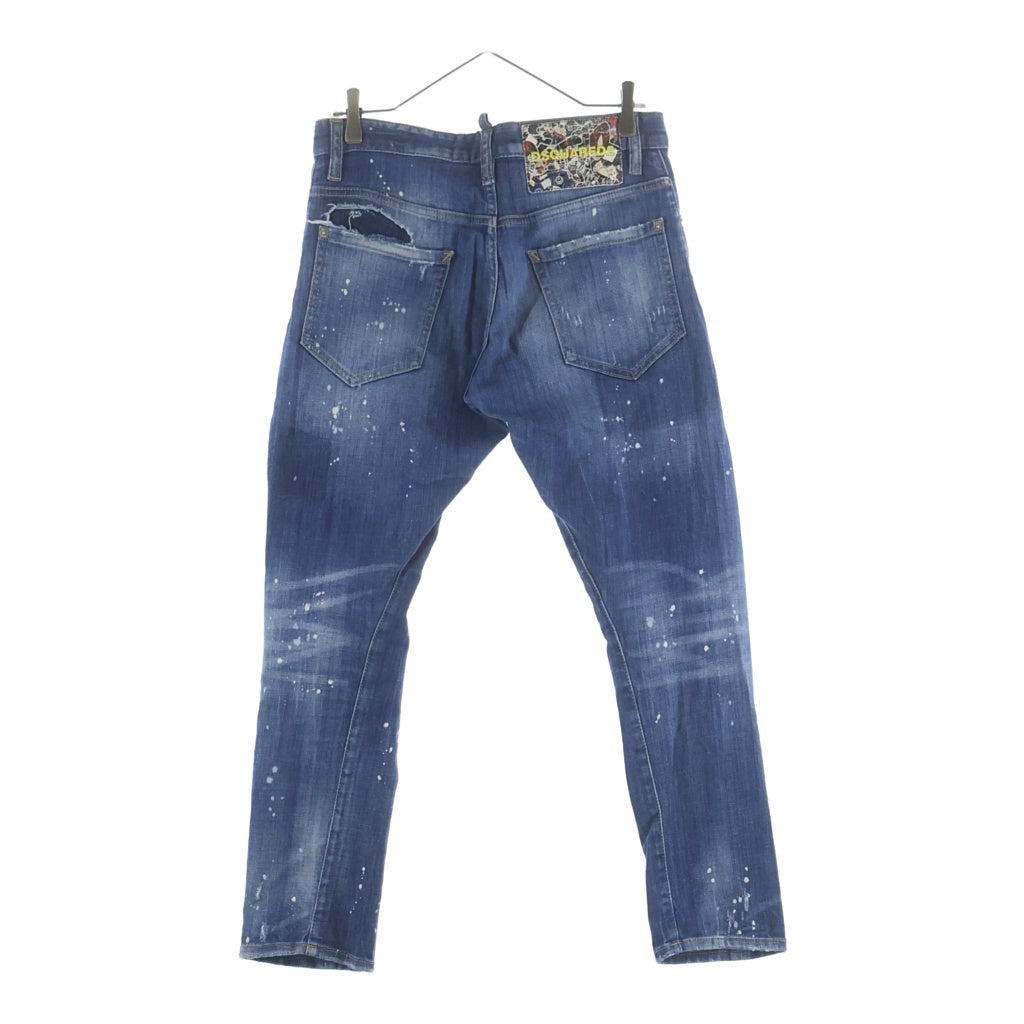 DSQUARED2(ディースクエアード) 19AW Sexy Twist Jean ウォッシュ加工 ボタンフライダメージデニムスキニーパンツ インディゴ S71LB0683 S30342