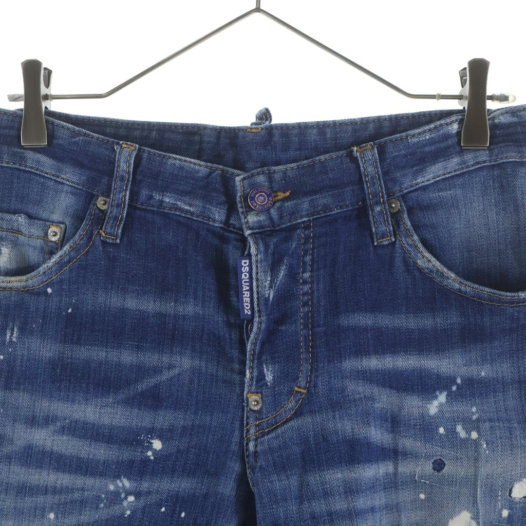 DSQUARED2(ディースクエアード) 19AW Sexy Twist Jean ウォッシュ加工 ボタンフライダメージデニムスキニーパンツ インディゴ S71LB0683 S30342