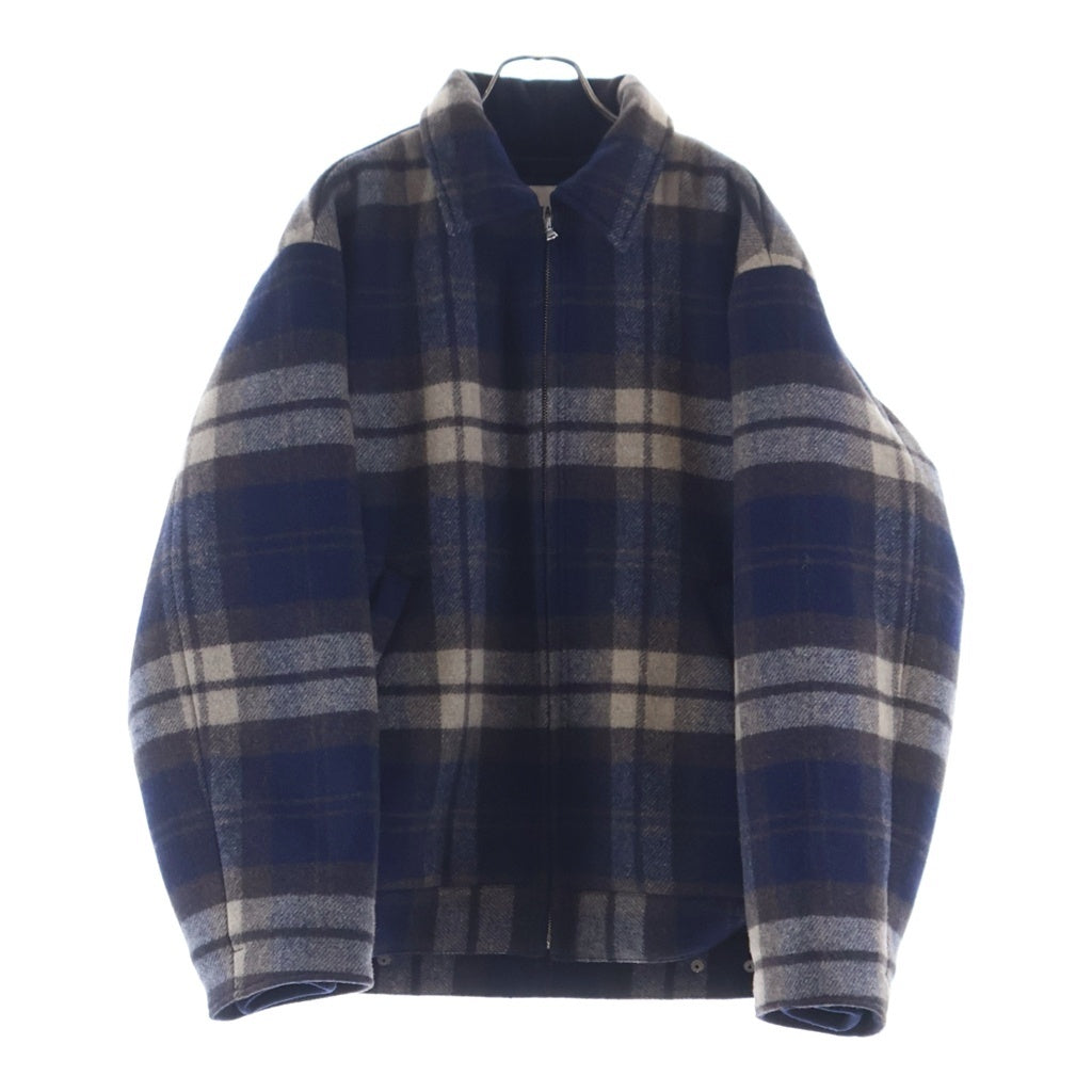 WTAPS(ダブルタップス) MELTON TEXTILE 252TQDT-JKM03 チェック柄 ウール ジップアップジャケット ブルゾン ネイビー
