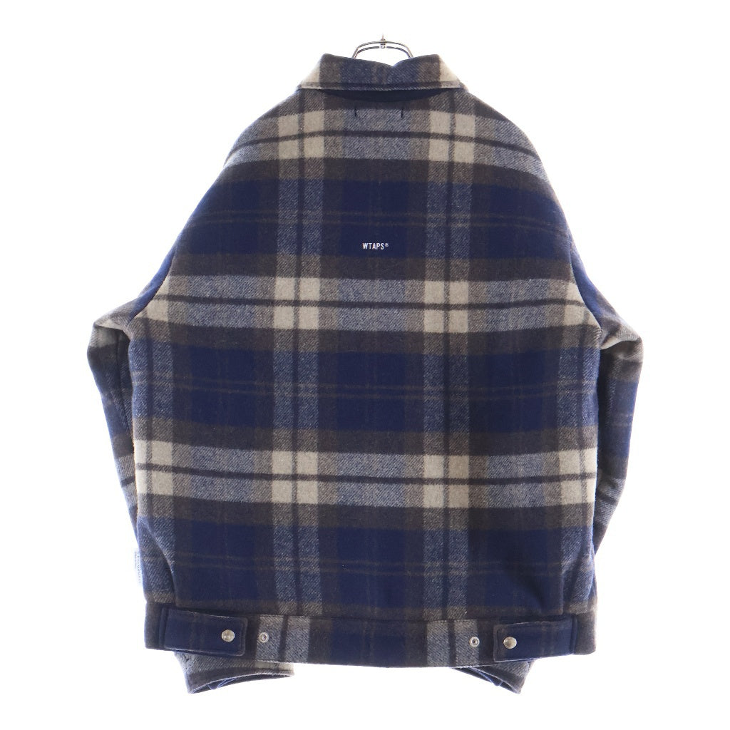 WTAPS(ダブルタップス) MELTON TEXTILE 252TQDT-JKM03 チェック柄 ウール ジップアップジャケット ブルゾン ネイビー