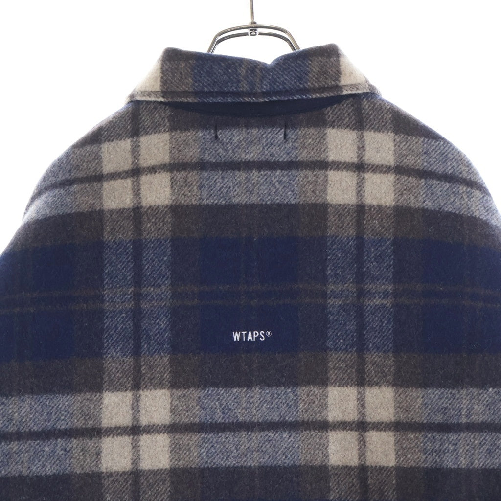 WTAPS(ダブルタップス) MELTON TEXTILE 252TQDT-JKM03 チェック柄 ウール ジップアップジャケット ブルゾン ネイビー
