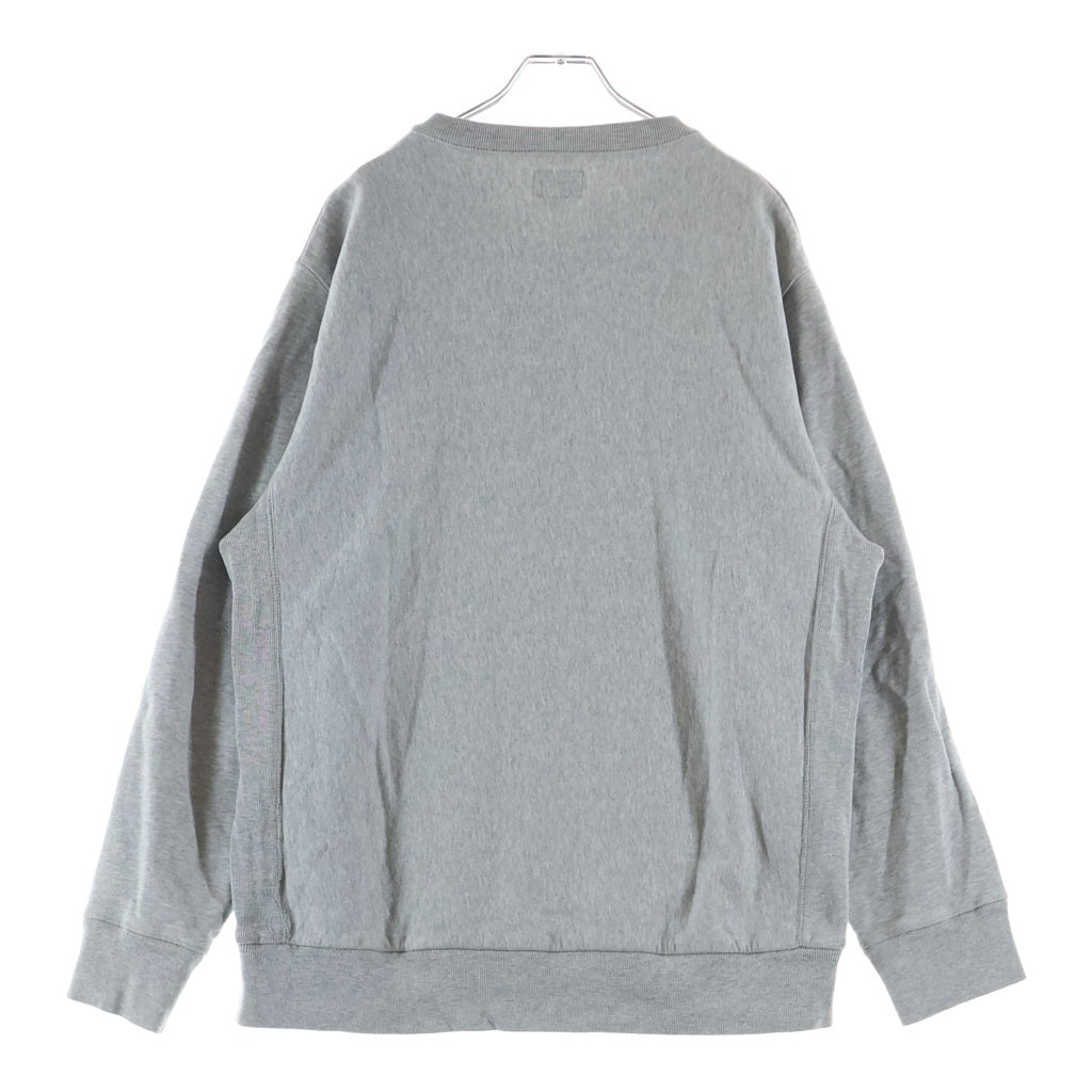 STUSSY(ステューシー) フロントロゴ刺繍スウェット クルーネックトレーナー グレー