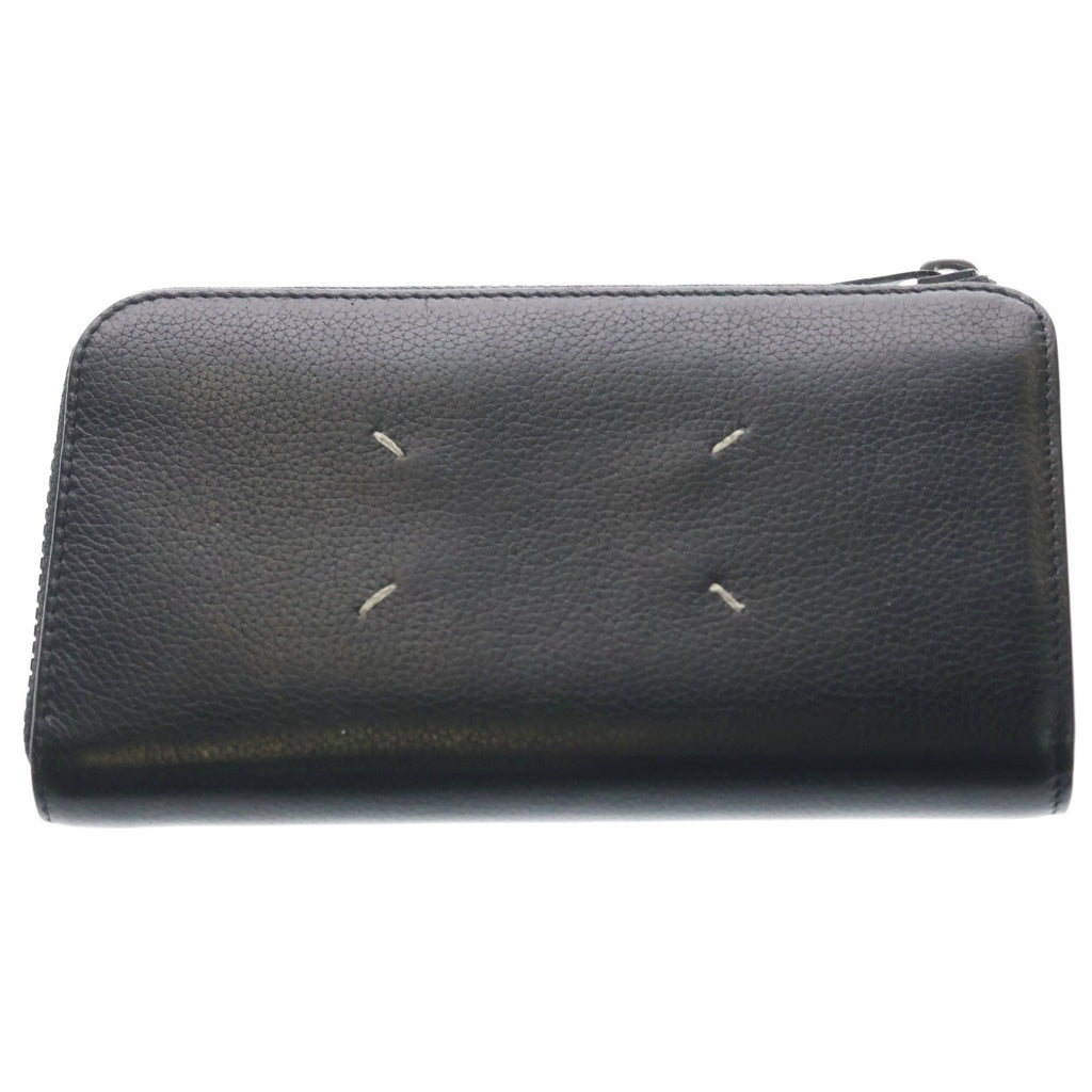 Maison Margiela(メゾンマルジェラ) ラウンドジップ L字ジップ 長財布 レザー ブラック S35UI0431 P0396