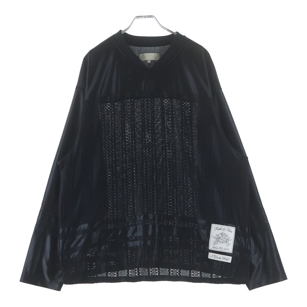 KITH(キス) Mesh Leon Jersey L/S Tee メッシュ ロングスリーブ 長袖Tシャツカットソー ブラック 24-070-060-0020-3-0