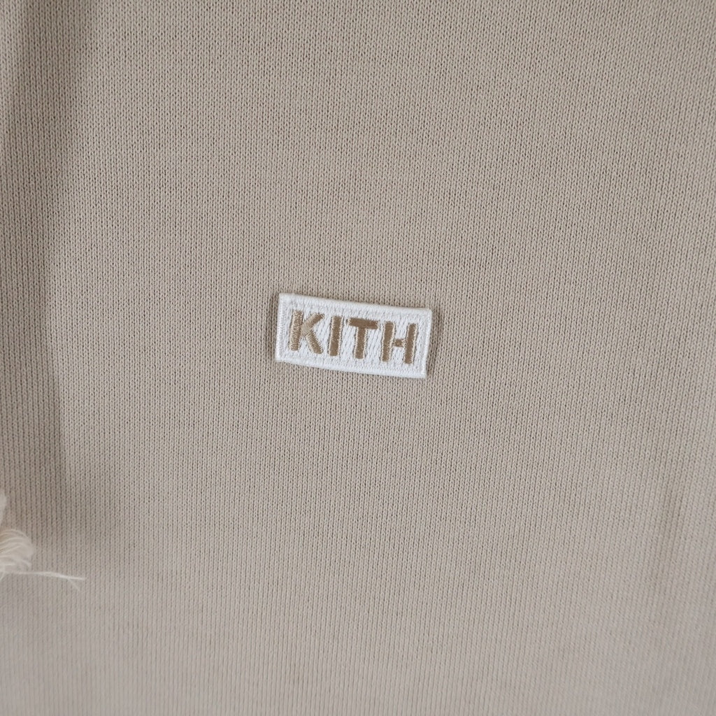 KITH(キス) ロゴ刺繍 コットン プルオーバーパーカー ベージュ 22-070-060-0023-1-0