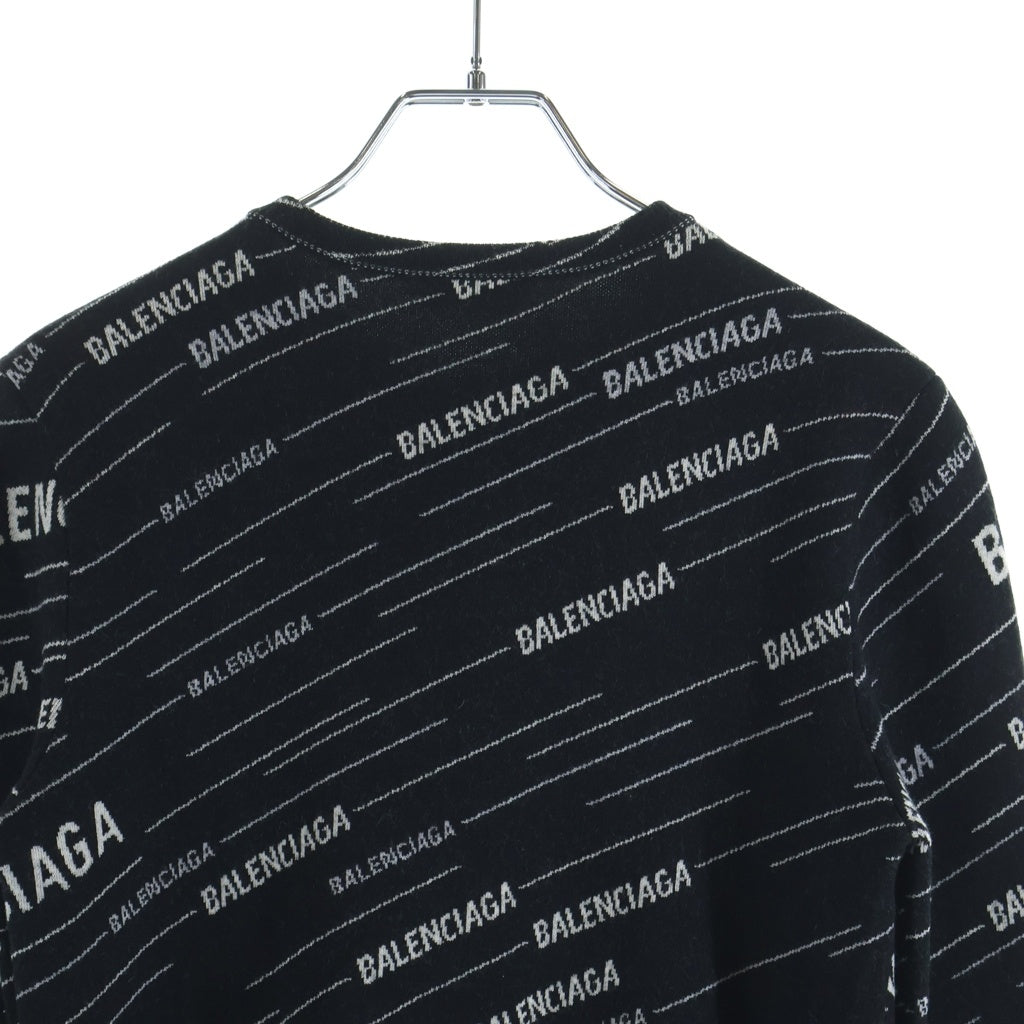 BALENCIAGA(バレンシアガ) マルチロゴ ストライプ ジャガード クルー