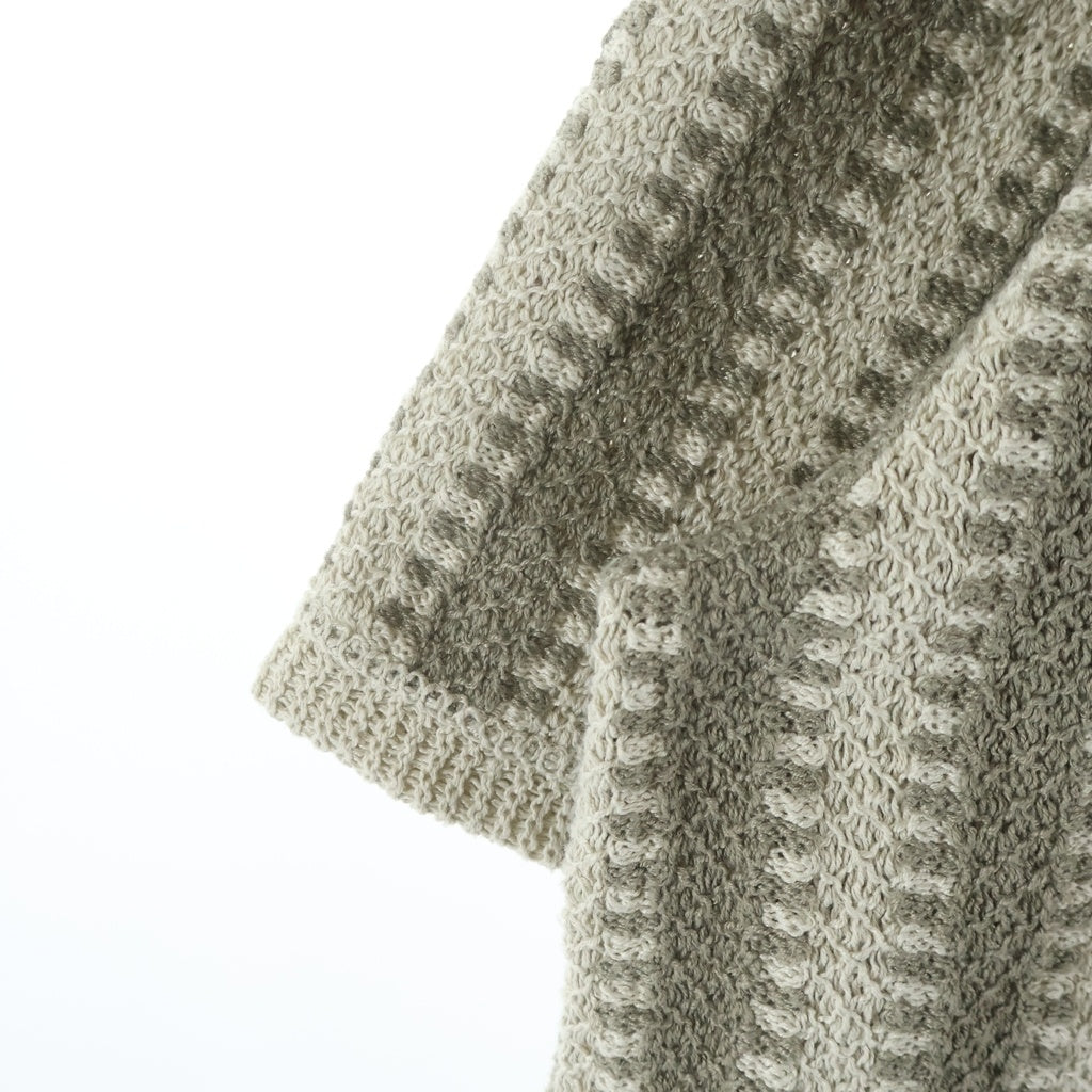 KITH(キス) Geo Crochet Warner Pullover ボタンクロージャー ニット半袖Tシャツカットソー ベージュ/カーキ 26-071-060-0008-2-0