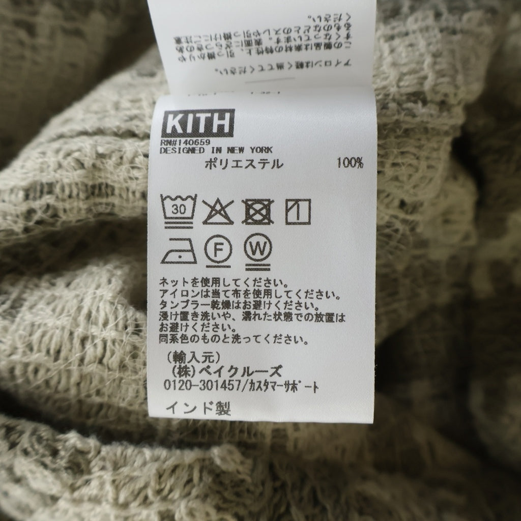 KITH(キス) Geo Crochet Warner Pullover ボタンクロージャー ニット半袖Tシャツカットソー ベージュ/カーキ 26-071-060-0008-2-0