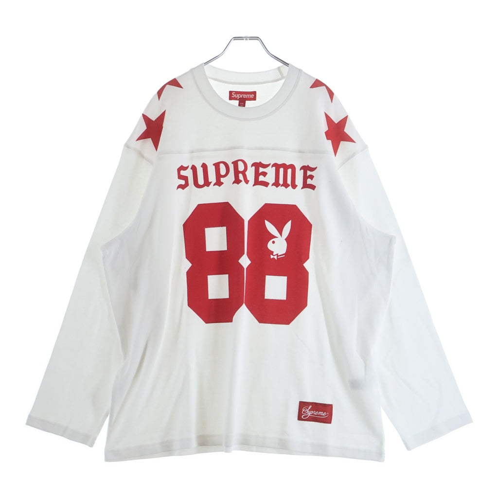 SUPREME(シュプリーム) 26SS ×Playboy L/S Football Top プレイボーイ 長袖Tシャツカットソー ホワイト/レッド