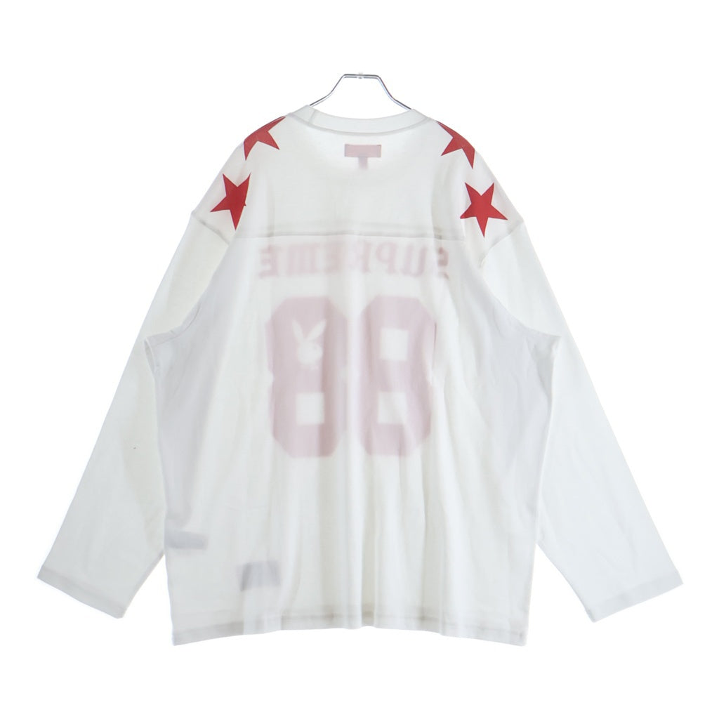 SUPREME(シュプリーム) 26SS ×Playboy L/S Football Top プレイボーイ 長袖Tシャツカットソー ホワイト/レッド