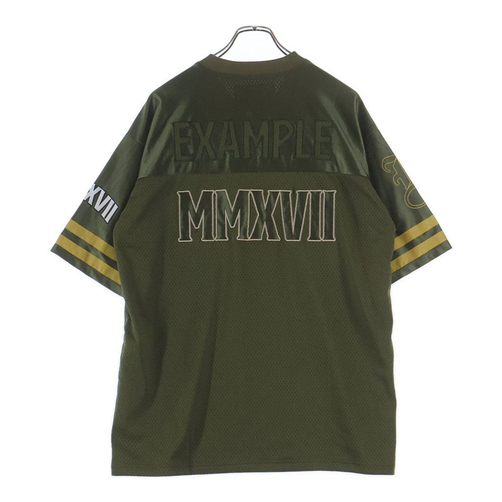 EXAMPLE(エグザンプル) MESHSATIN FOOTBALL S/S メッシュサテン フットボールシャツ カーキ