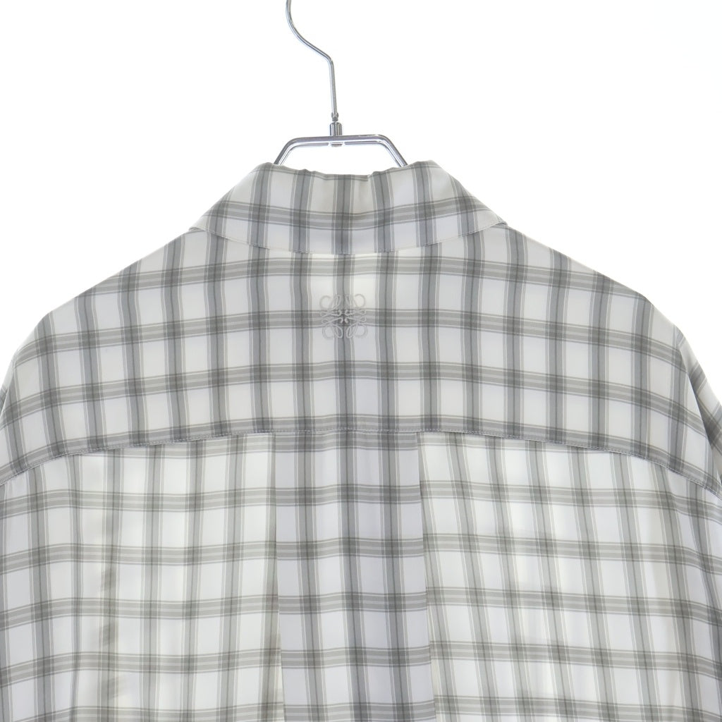 LOEWE(ロエベ) チェック柄 シルク 長袖シャツ ベージュ/ホワイト S359Y05XDG レディース