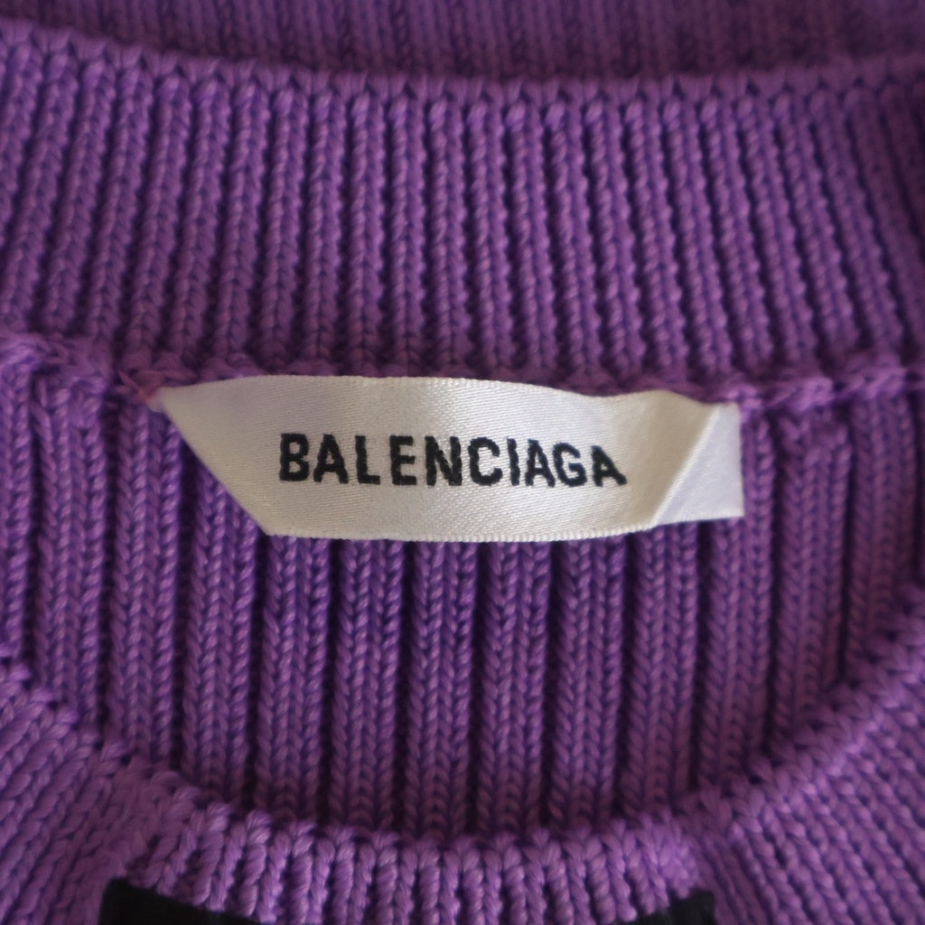 BALENCIAGA(バレンシアガ) 22SS ロゴパッチ クルーネック リブニットセーター パープル 691969 T5169 レディース