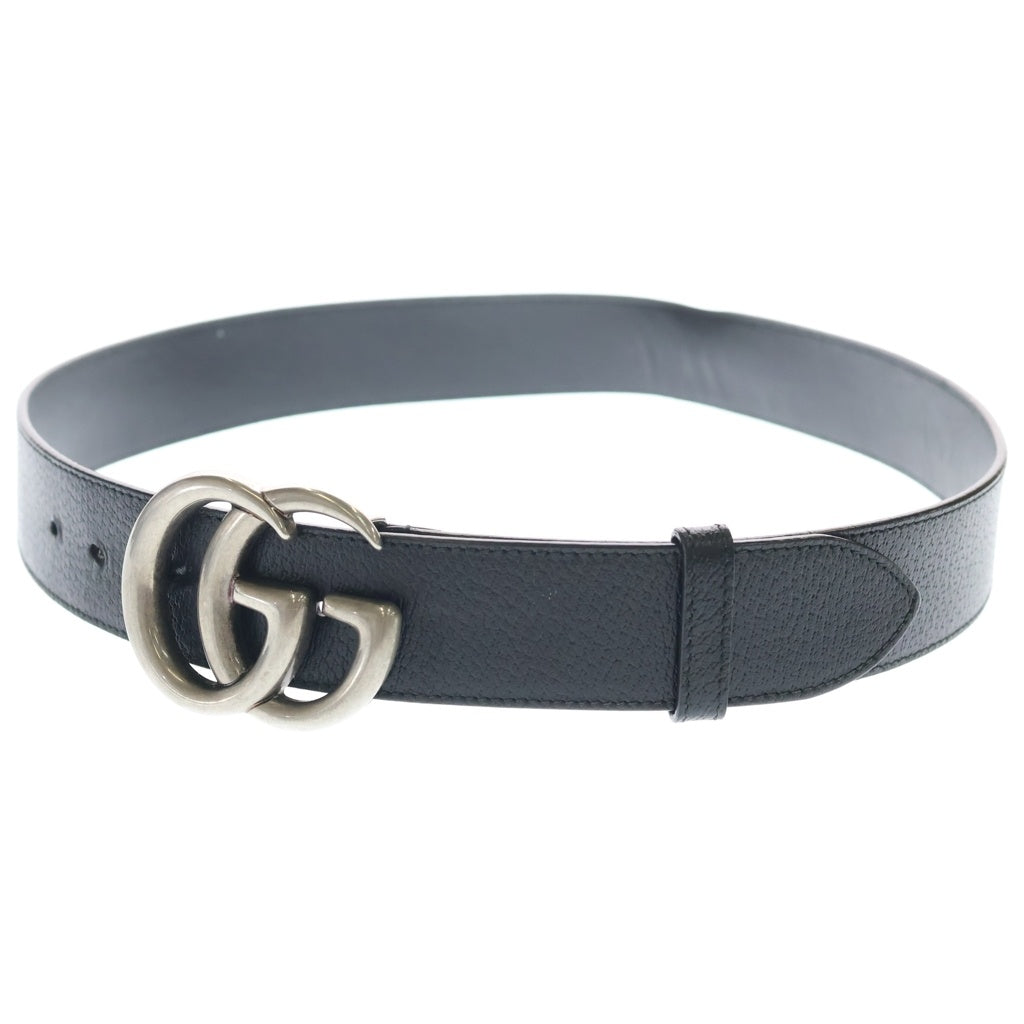 GUCCI(グッチ) GGマーモント レザーベルト ブラック シルバー金具 406831