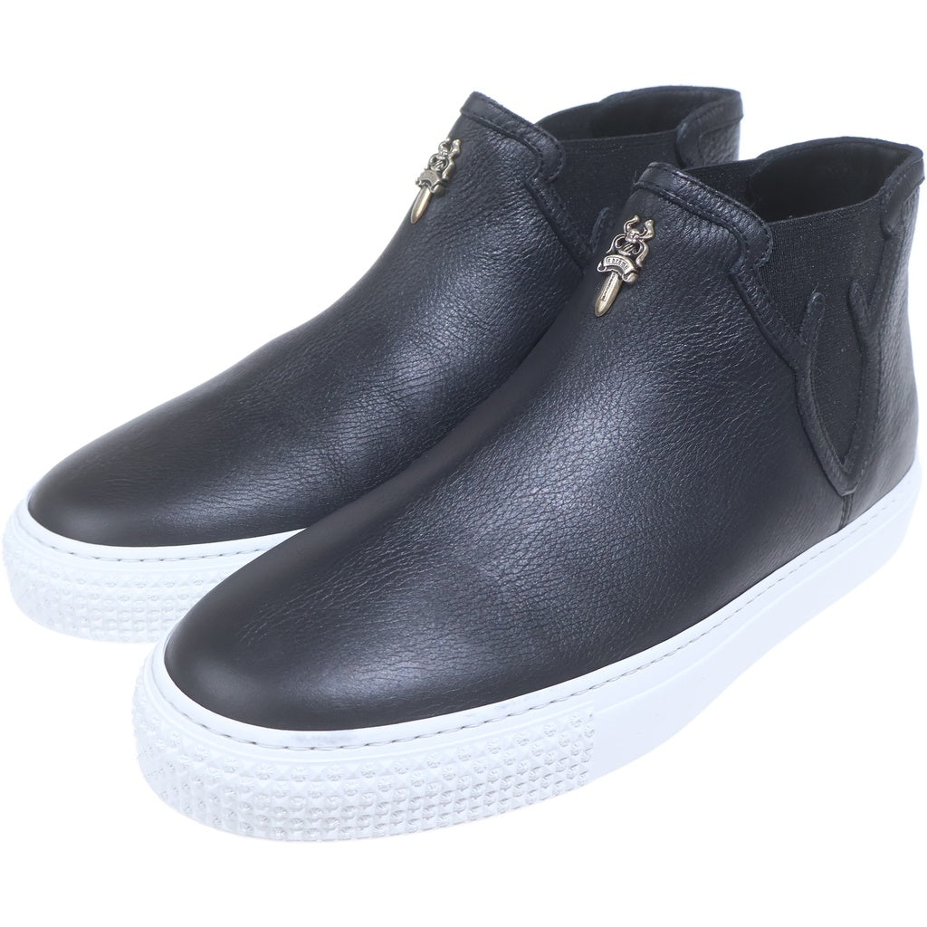 CHROME HEARTS(クロムハーツ) Mid-Top Leather Slip-Ons ミッドトップ スリッポン ミドルカットスニーカー ブラック