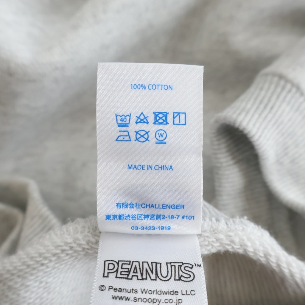 CHALLENGER(チャレンジャー) ×PEANUTS 26SS SNOOPY C/N SWEAT スヌーピー クルーネックスウェット トレーナー グレー