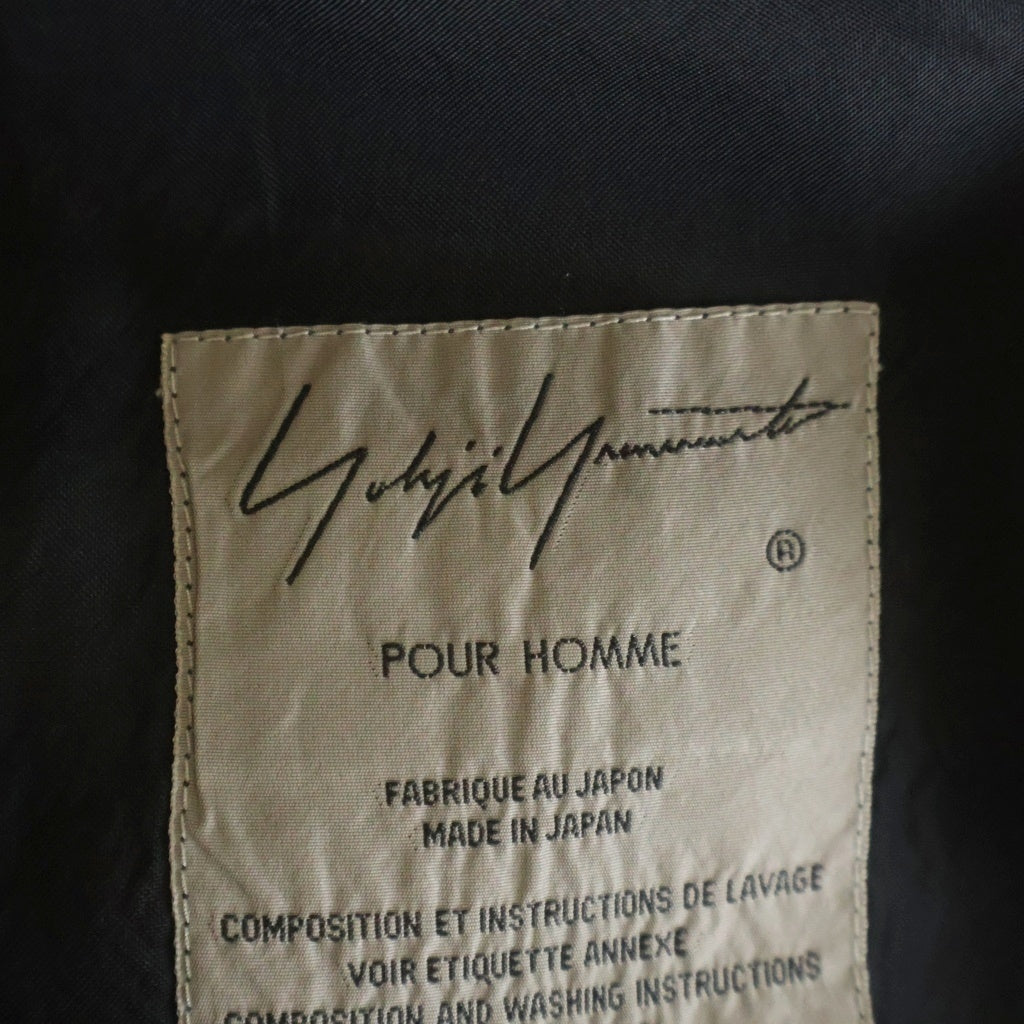 Yohji Yamamoto POUR HOMME(ヨウジヤマモト プールオム) Cupro Staff Shirt バッグプリント長袖シャツ HW-B08-212 ブラック
