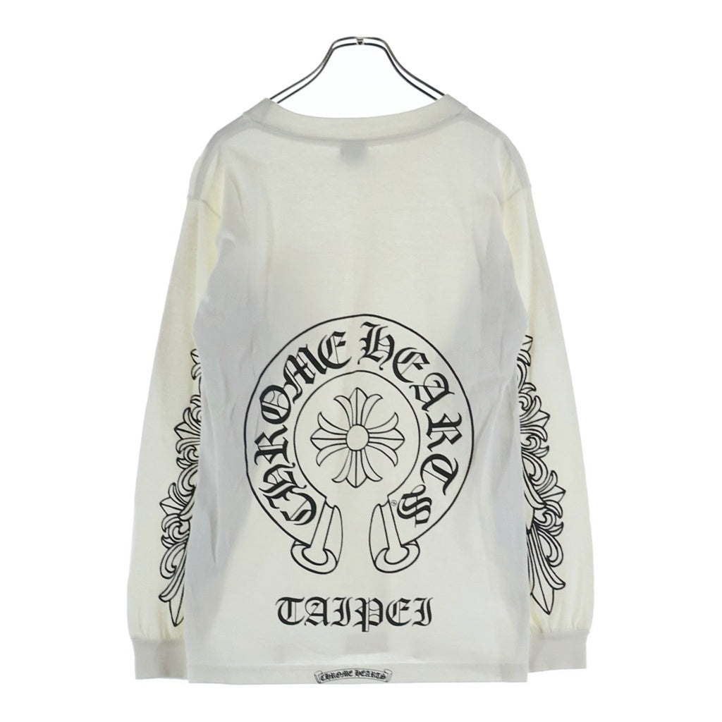 CHROME HEARTS(クロムハーツ) TAIPEI LTD L/S TEE 台北限定 オールド アームフローラルクロス バックホースシュープリント 長袖Tシャツカットソー ホワイト