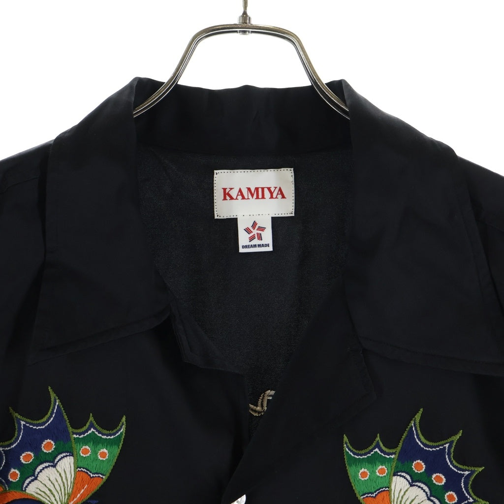 KAMIYA(カミヤ) 25SS AGEHA Embroidery S/S Shirt アゲハ エンブロイダリー 半袖シャツ ブラック G14SH022