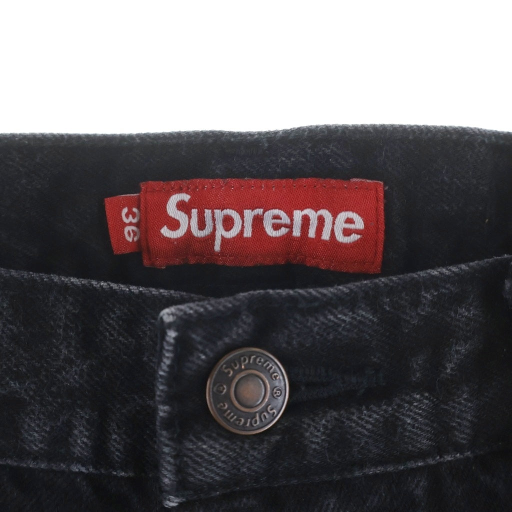 SUPREME(シュプリーム) 23AW Distressed Loose Fit Selvedge Jean スターロゴ刺繍 ディストレスド加工 ルーズフィット セルビッジ ジーンズ デニムパンツ ブラック