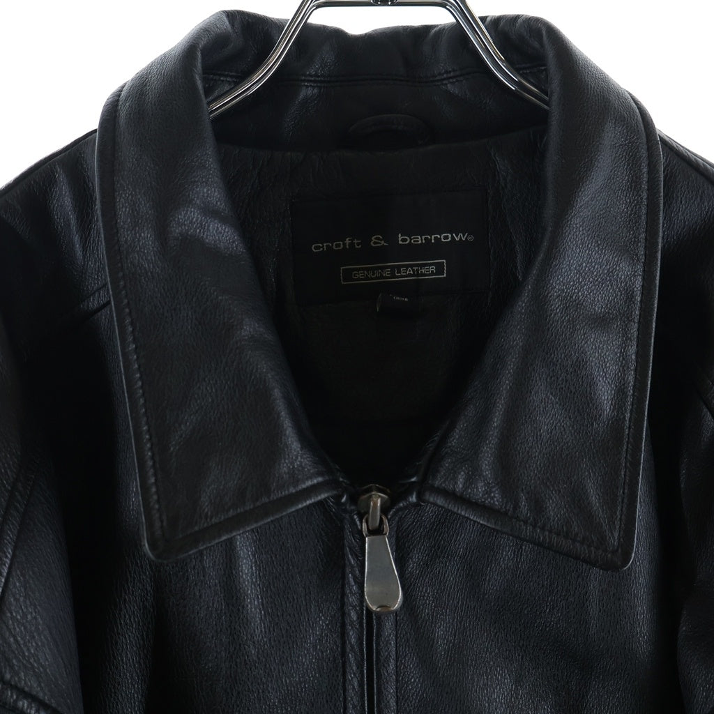 NO BRAND(ノーブランド) Croft&Barrow ジップアップ レザージャケット ブラック