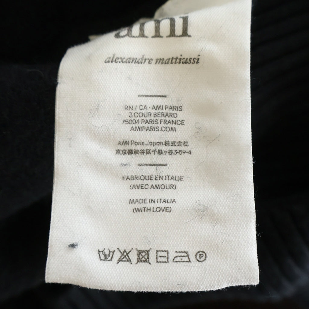 AMI Alexandre Mattiussi(アミアレクサンドルマテュッシ) AMI DE COEUR KNIT HOODIE ウールニットフーディー パーカー UKS802.018 ブラック