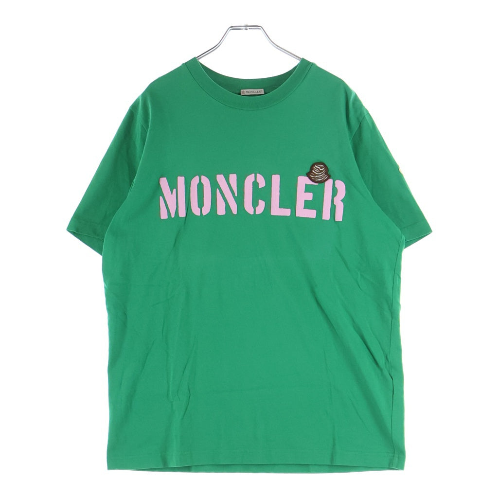 MONCLER(モンクレール) 23SS ブランド刺繍半袖Tシャツ 半袖カットソー I10918C00029 8390T グリーン