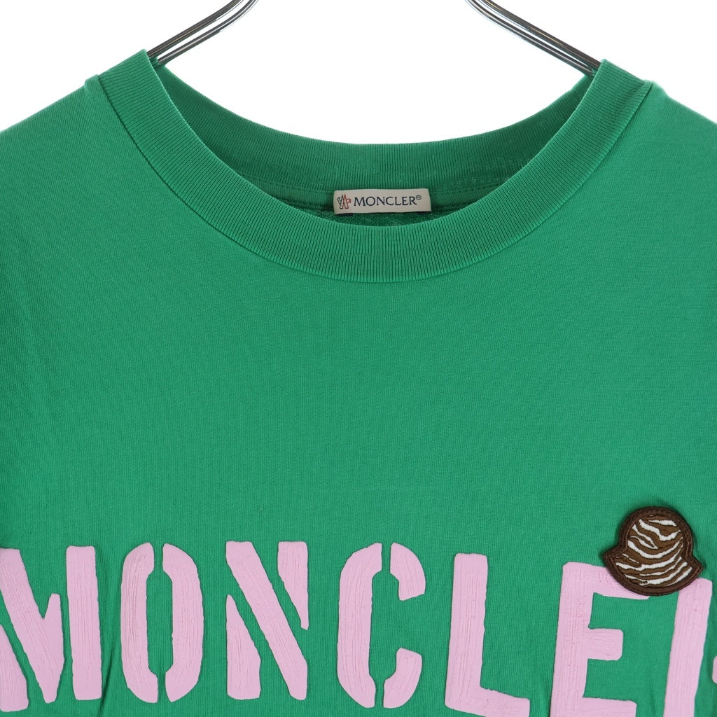 MONCLER(モンクレール) 23SS ブランド刺繍半袖Tシャツ 半袖カットソー I10918C00029 8390T グリーン