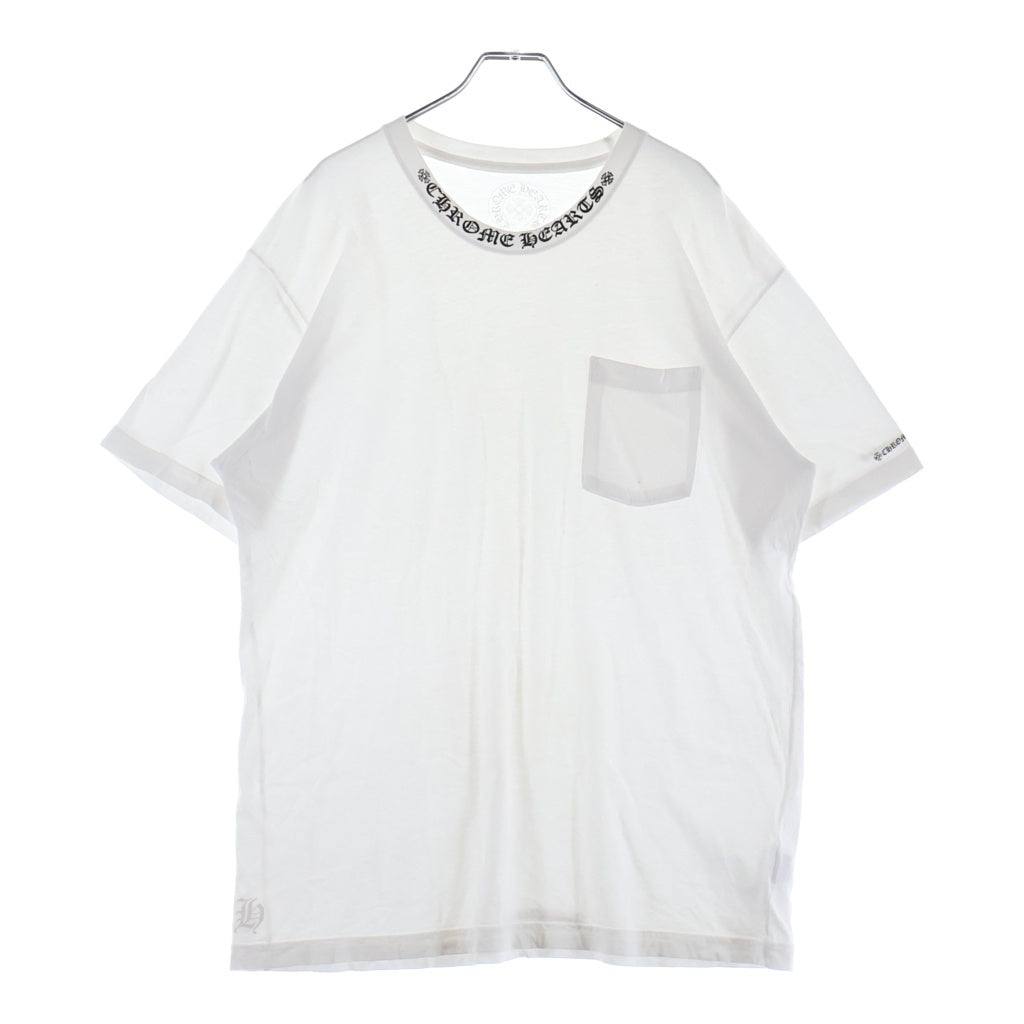 CHROME HEARTS(クロムハーツ) NECK LOGO ネックロゴ ポケット 半袖Tシャツカットソー ホワイト