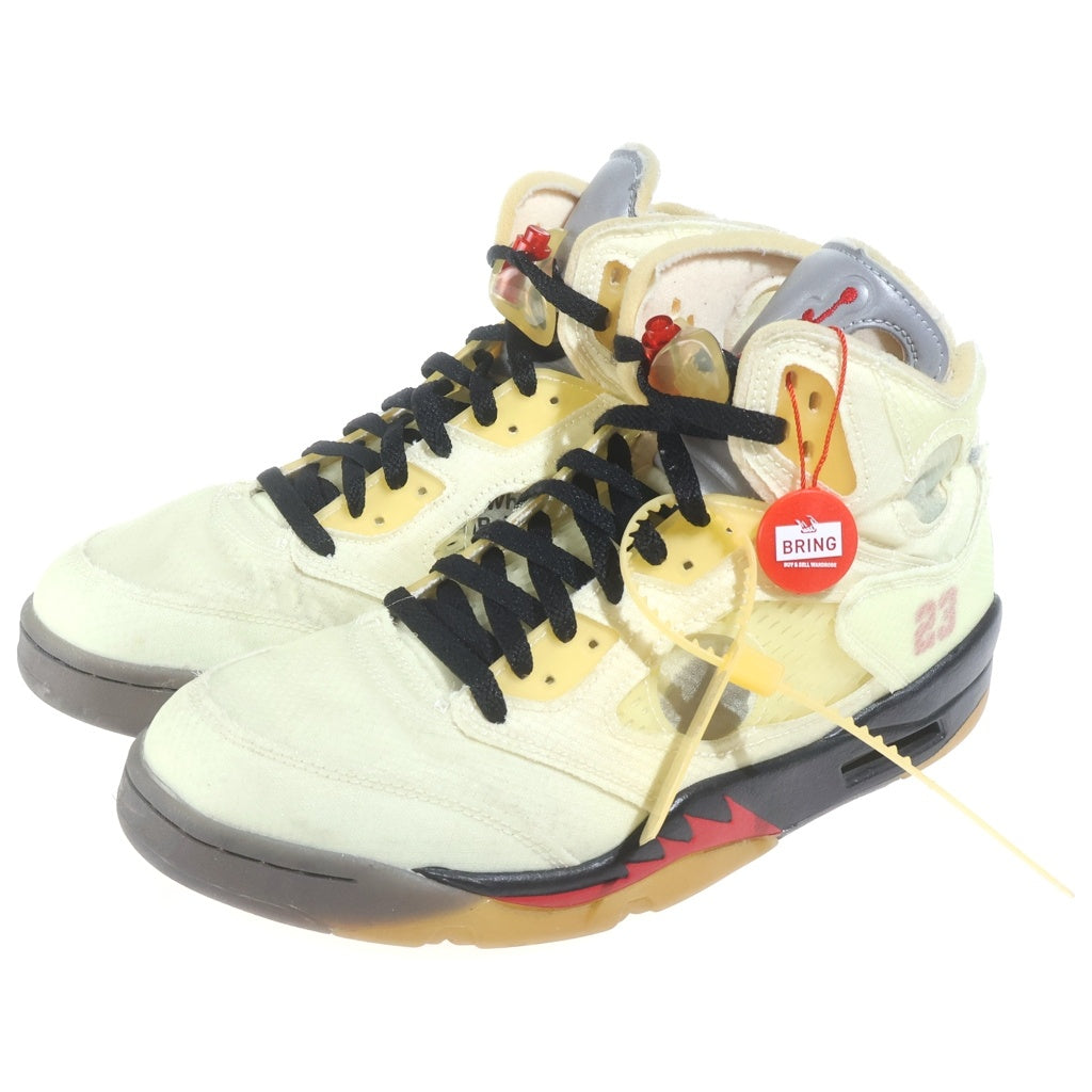 NIKE(ナイキ) ×OFF-WHITE AIR JORDAN 5 RETRO SP SAIL DH8565-100 オフホワイト エアジョーダン5 レトロ セイル ハイカットスニーカー アイボリー US9.5/27.5cm