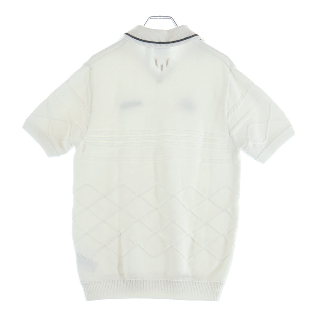 KITH(キス) ×adidas Football Knit Polo フロントロゴ刺繍 半袖ニットポロシャツ ホワイト KU4269
