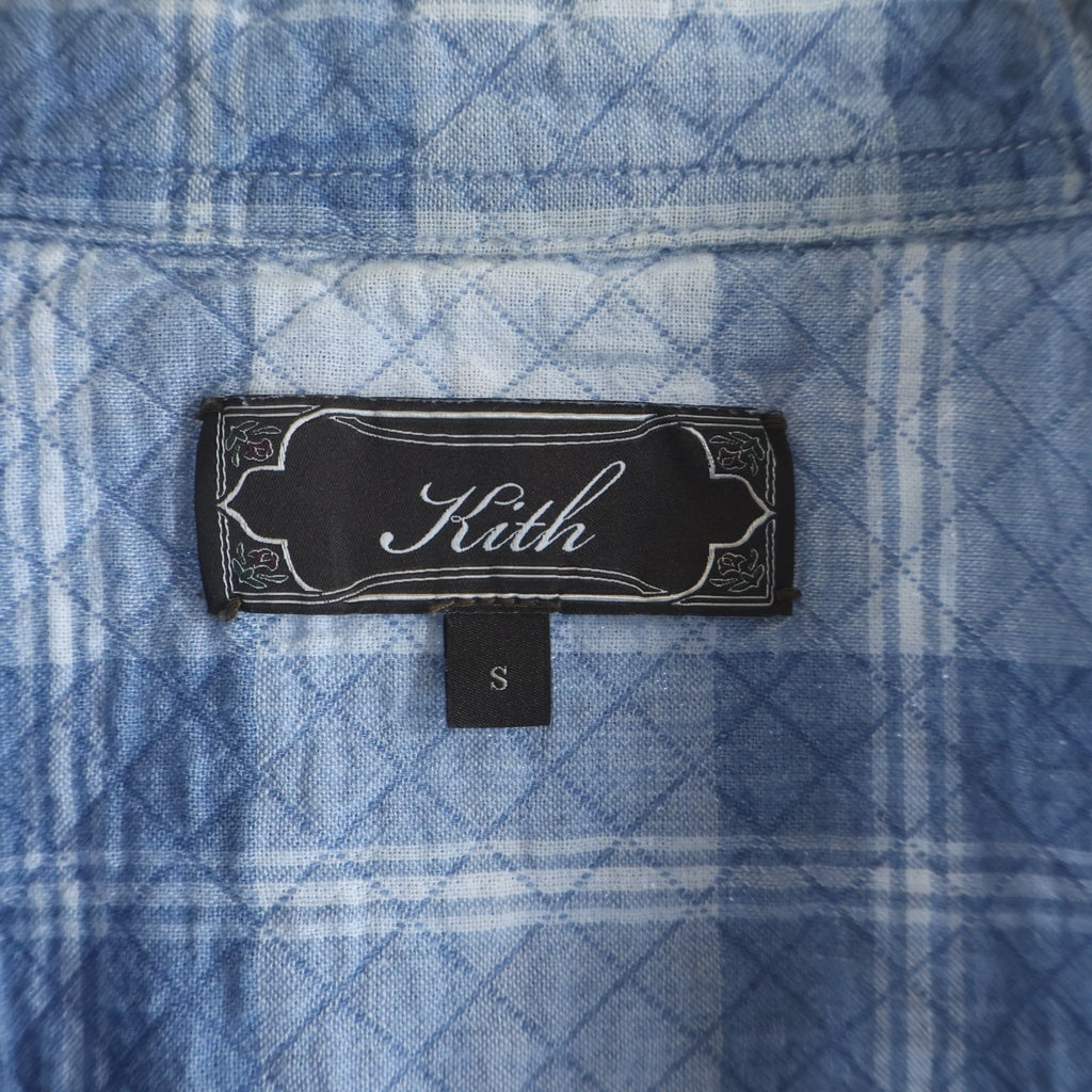 KITH(キス) Washed Indigo Plaid Henson Shirt コットン チェック キルティング加工 長袖シャツ ブルー 26-050-060-0004-2-0