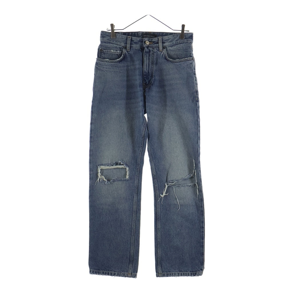 BALENCIAGA(バレンシアガ) 24AW ルーズフィット ダメージデニムパンツ インディゴ 745149 レディース