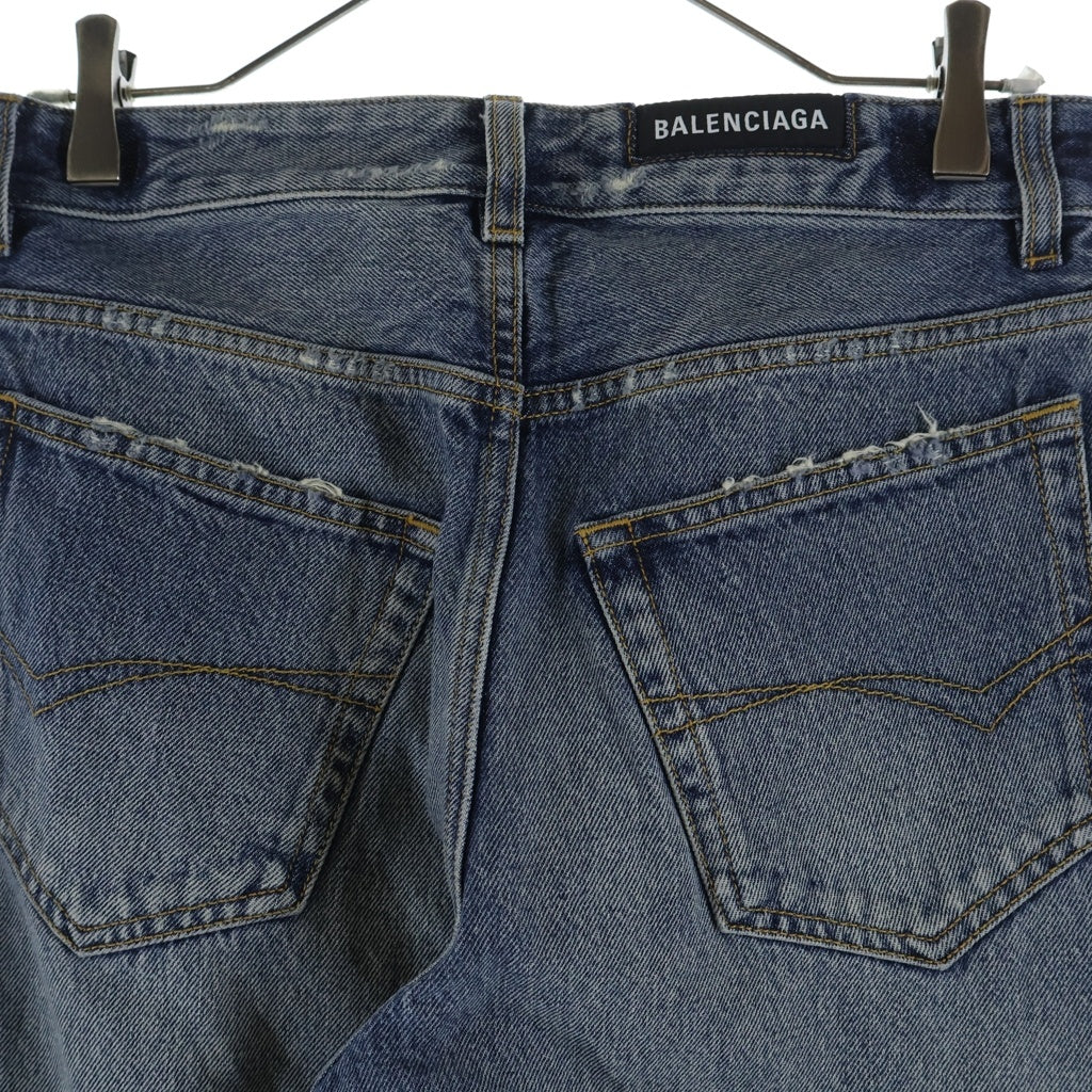 BALENCIAGA(バレンシアガ) 24AW ルーズフィット ダメージデニムパンツ インディゴ 745149 レディース