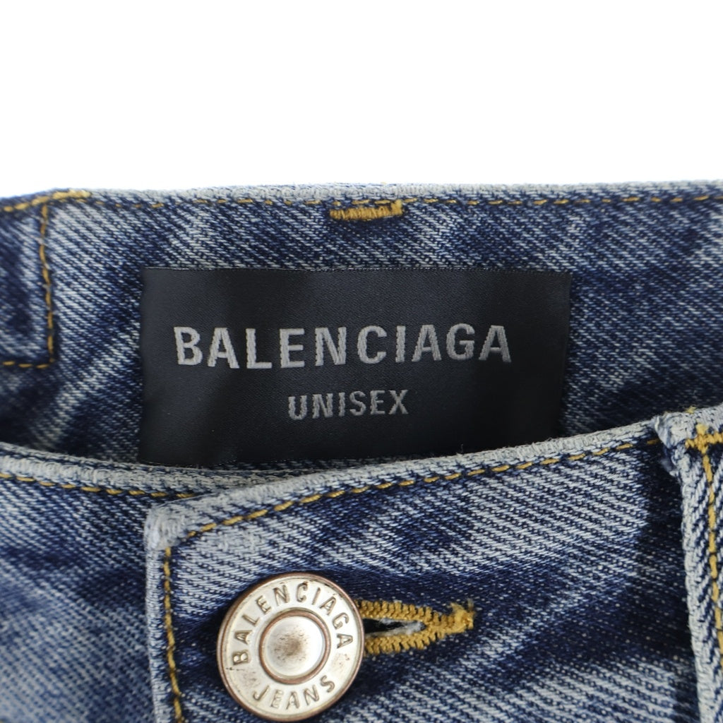 BALENCIAGA(バレンシアガ) 24AW ルーズフィット ダメージデニムパンツ インディゴ 745149 レディース