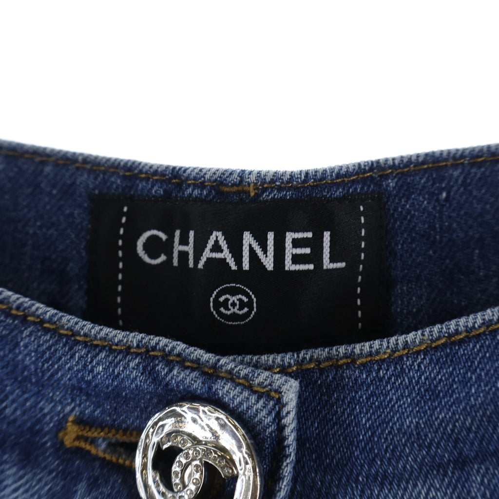 CHANEL(シャネル) ココボタン コットン ワイドデニムパンツ インディゴ P76748V68698 レディース