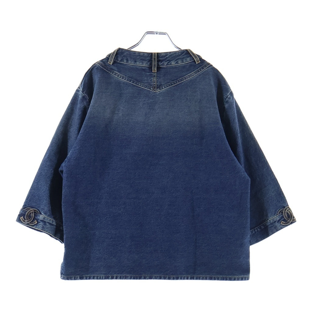 CHANEL(シャネル) 24SS ラインストーン CCボタン ウォッシュドデニム ブラウス インディゴ P76797V69116 レディース
