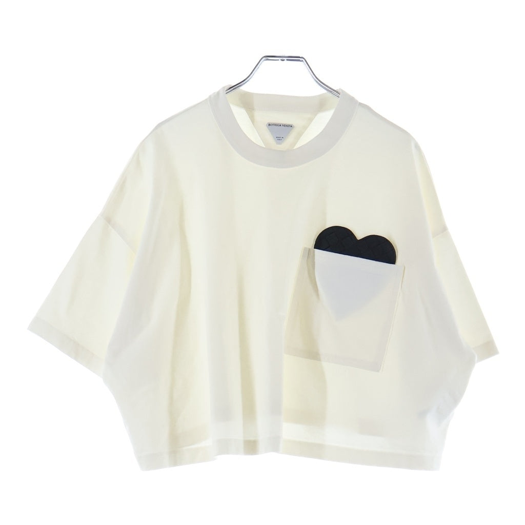 BOTTEGA VENETA(ボッテガヴェネタ) Soft Cotton Jersey Short Sleeve T-Shirt With Detachable Heart クロップド ハート 半袖Tシャツカットソー ホワイト 817573 V4XI0 レディース