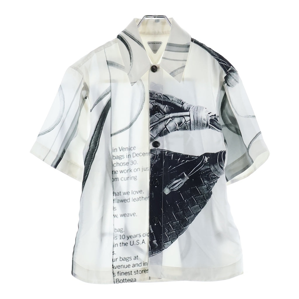BOTTEGA VENETA(ボッテガヴェネタ) Letter Graphic Silk Shirt レターグラフィック シルクシャツ ホワイト 823056 V5MT0 レディース