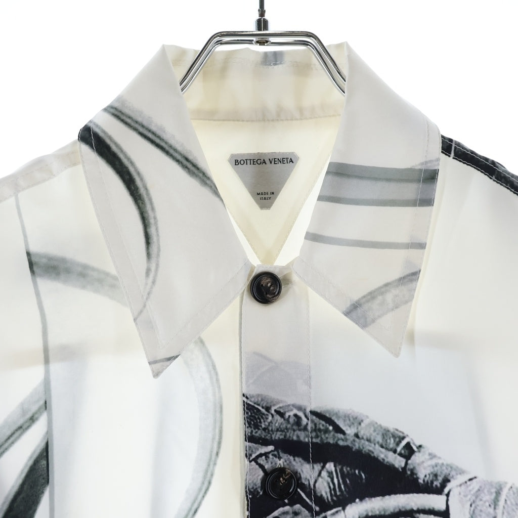 BOTTEGA VENETA(ボッテガヴェネタ) Letter Graphic Silk Shirt レターグラフィック シルクシャツ ホワイト 823056 V5MT0 レディース